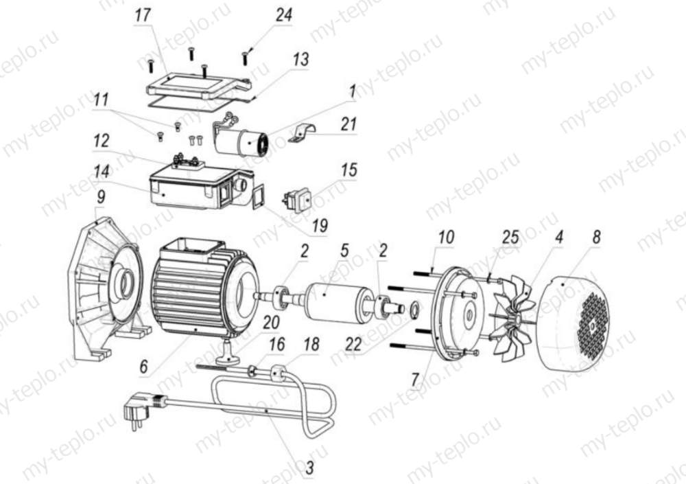 Запчасти Джилекс Джамбо 60/35 П-К Комфорт: схема электродвигателя