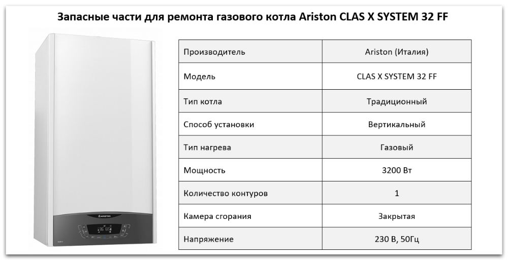 Купить запчасти Ariston CLAS X SYSTEM 32 FF в Курске
